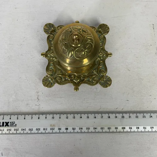 Period Ornate Brass Inkwell 