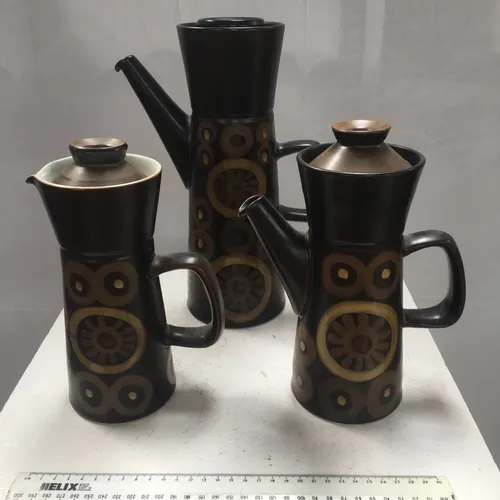 Various Size 1960s Denby Pottery ‘Arabesque’ Coffee Pots