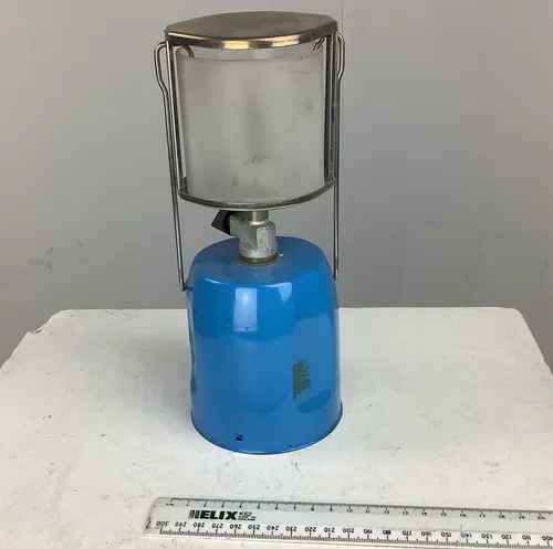 Silver Campingaz Gas Lantern with Blue Base