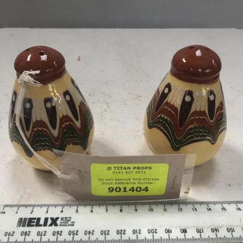 Brown and Yellow Ceramic salt and pepper shaker set