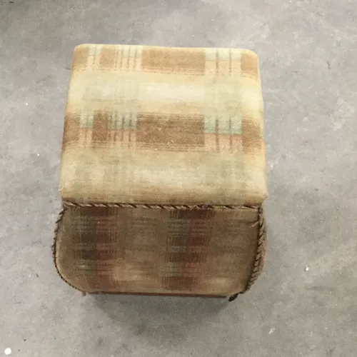 Brown plaid footstool 