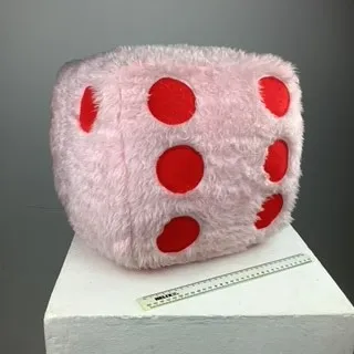 Pink and Red Fluffy Dice Stool