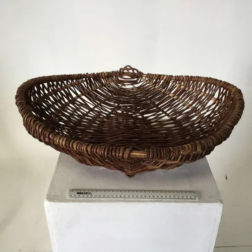 Oval Dark Wicker Curved Base Basket