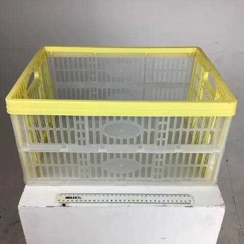 Collapsable Plastic White and Yellow Crate