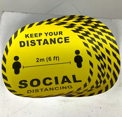 Yellow and Black Social Distancing Display Sign