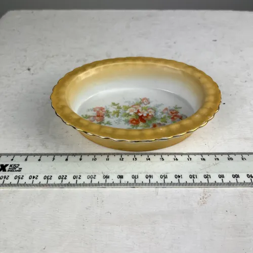 Scalloped Edge Trinket Dish with Flowers