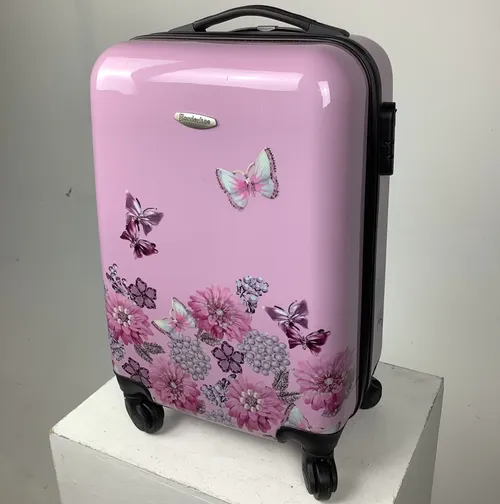 Pink Butterfly and Floral Borderline Suitcase