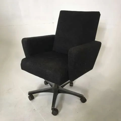 Black fabric swivel office chair