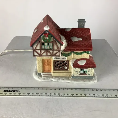 Winter Seasonal Fabric Shop Ceramic House Lamp