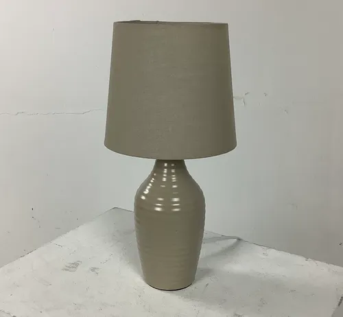 Beige Ridged Lamp with Shade