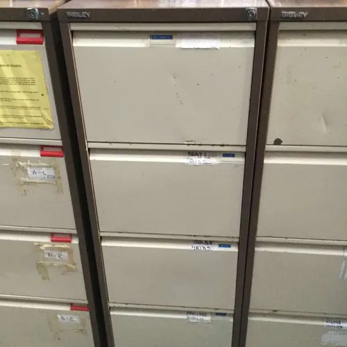 Period brown and cream 4 drawer office filing cabinet