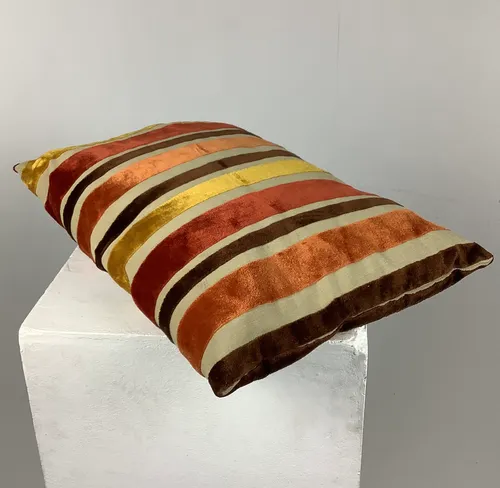 Brown Gold Orange Striped Cushion