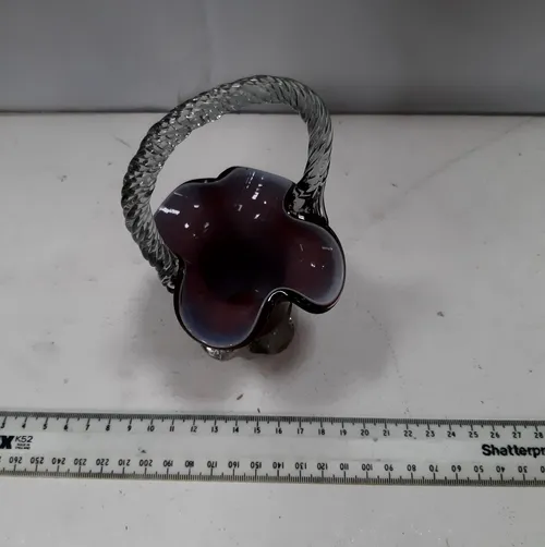 Clear and purple Murano glass basket