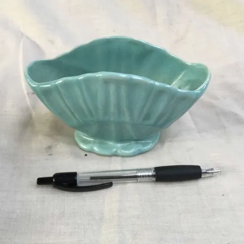 Blue shell like glazed ceramic planter/vase