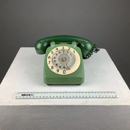Two tone green GPO corded rotary dial telephone