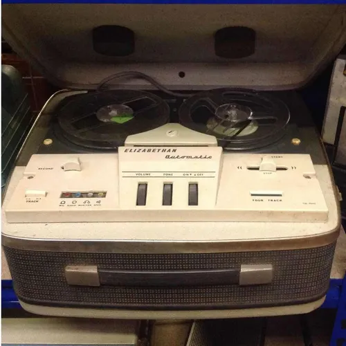 Period portable reel to reel player Elizabethan Automatic in case