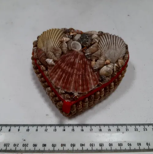 Heart Shaped Shell Covered Trinket Box