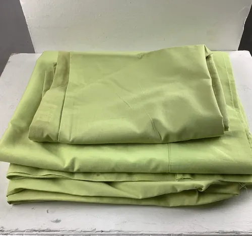 Green satin curtains 