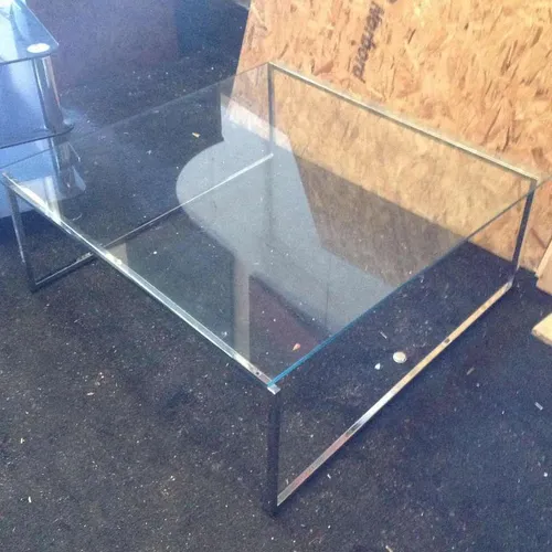 Modern glass and chrome coffee table