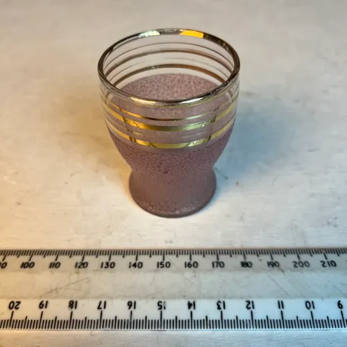 Mid-century pink sugar texture shot glass with gold bands