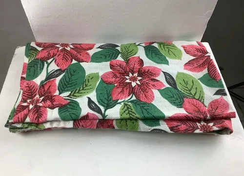 Red and green floral fabric 