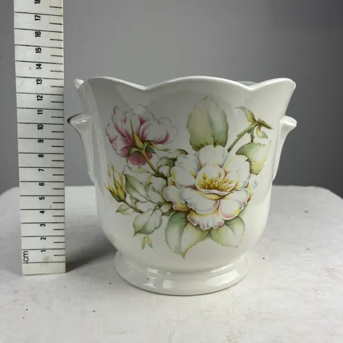 White Floral Plant Pot