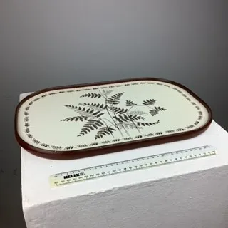 Brown and White Plant Patterned Tray