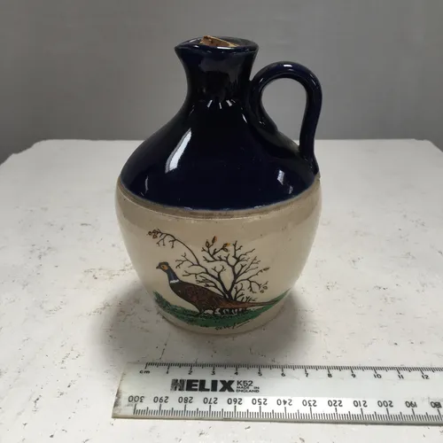 Vintage Mead Whisky Stoneware Flagon with Pheasant