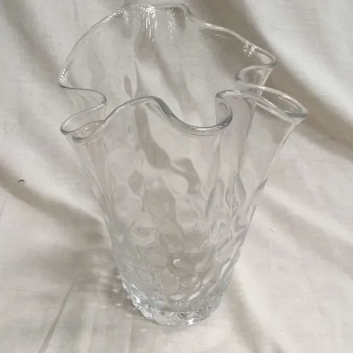 Clear glass handkerchief vase