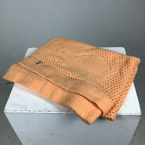 Peach / Orange Crochet Blanket with Rabbit Pattern