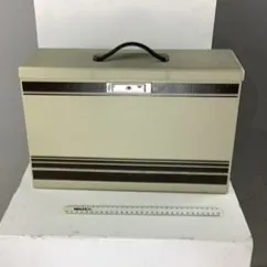 Cream and Brown Metal Filing Case