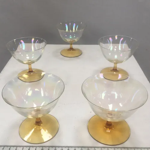 Set of 5 Yellow Stem and Base Cocktail Dessert Glass