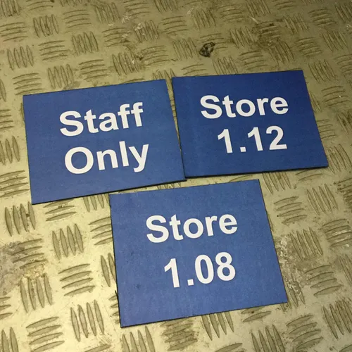 Blue Staff Only / Store Number Signs