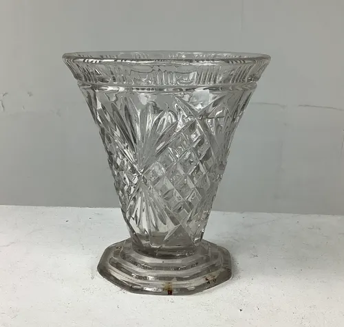 Tall cut glass vase