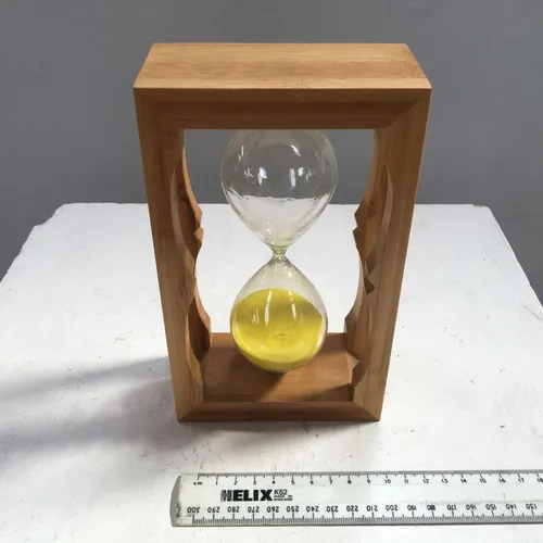 Rectangular Wood with Yellow Sand Hourglass Egg Timer