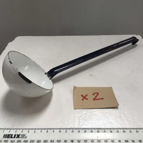 Period White & Navy Blue Enamel Ladle