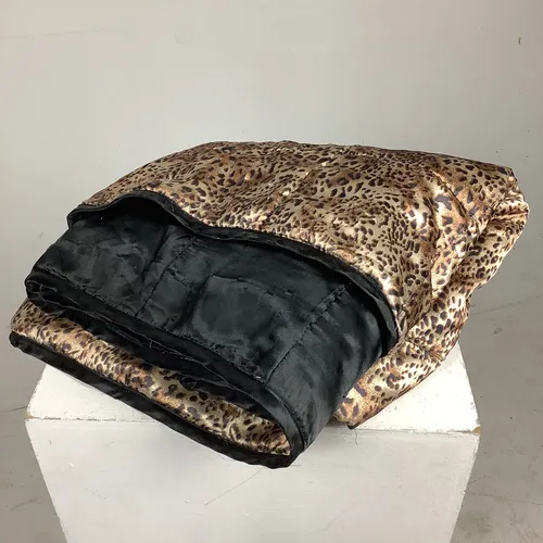 Black and Cheetah Print Silk Throw Blanket