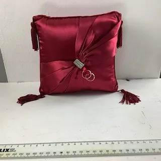 Red Burgundy Ring Bearers Pillow with Two Rings