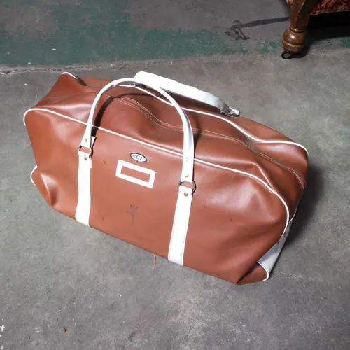 Period Brown and White Weekend Bag