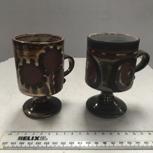 Brown Stoneware Pedestal Coffee Cup