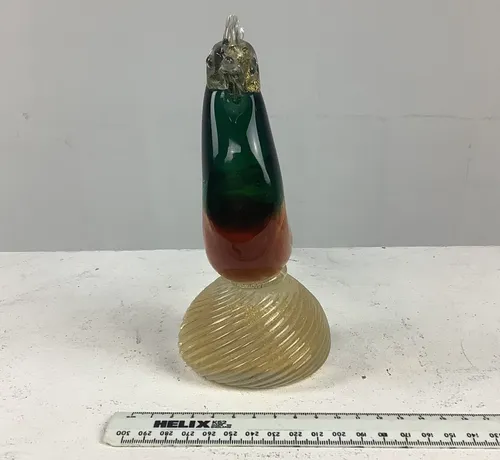 Glass Green and Yellow Bird Ornament