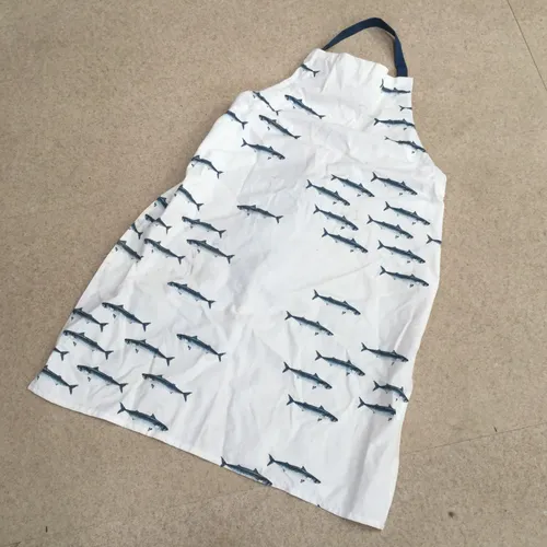 White with Fish Print Apron