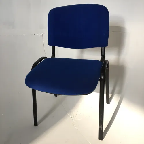 Blue fabric stacking office chair with black metal frame (Stack of four chairs available)