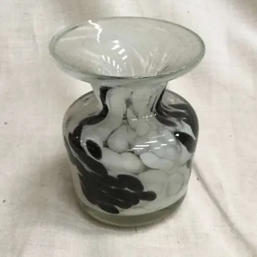 Black and white blown glass vase 