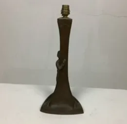 Wood Lamp Base with Male Carved Figurine