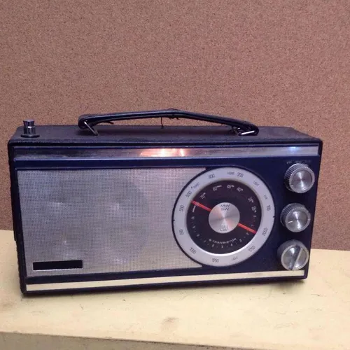 Unbranded small transistor radio black and silver