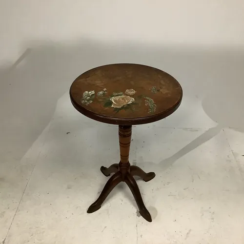 Period Wood Side Table With Floral Print
