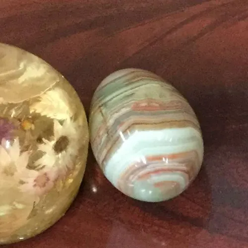 Green and Brown Marble Egg Paperweight