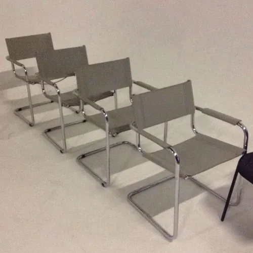 Chrome framed with grey vinyl seat office style chairs