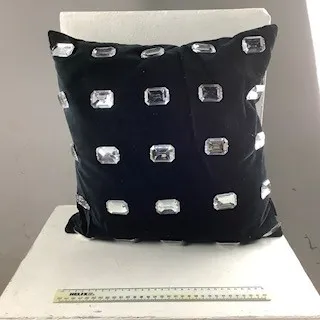 Black and Large Diamonte Cushion